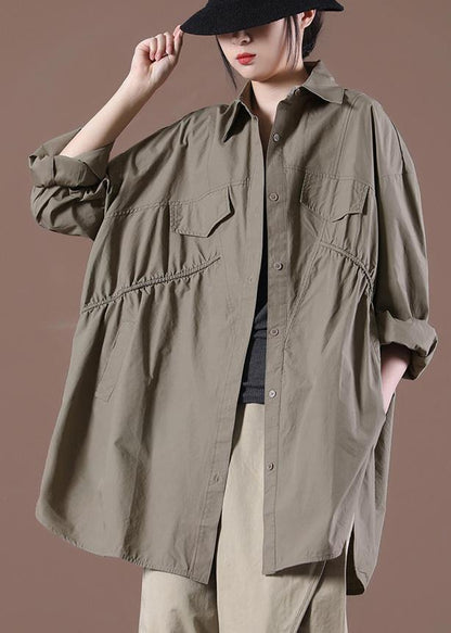 Loose Chocolate Shirt Long Sleeve Spring Tops