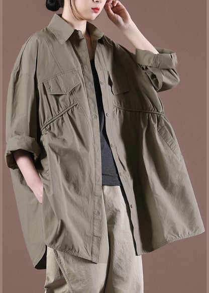 Loose Chocolate Shirt Long Sleeve Spring Tops
