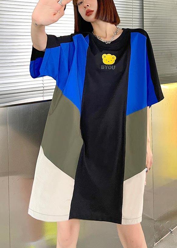 Loose Color Block Loose Maxi Dress Summer