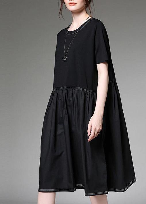 Loose Cotton Outfit Summer Color Block Dress