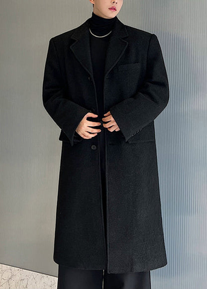 Loose Ginger Yellow Notched Button Woolen Coat Winter