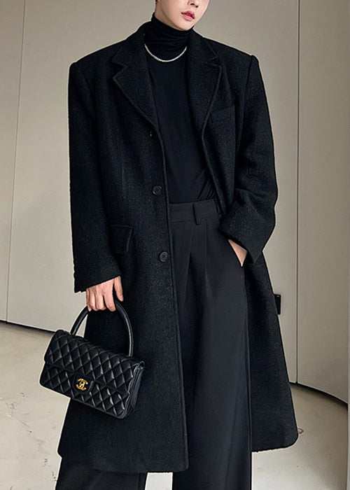 Loose Ginger Yellow Notched Button Woolen Coat Winter