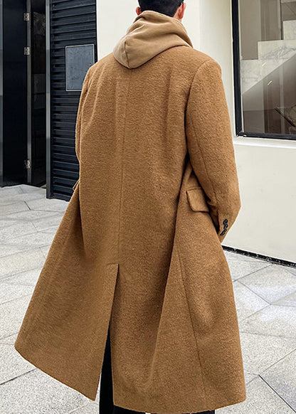 Loose Ginger Yellow Notched Button Woolen Coat Winter