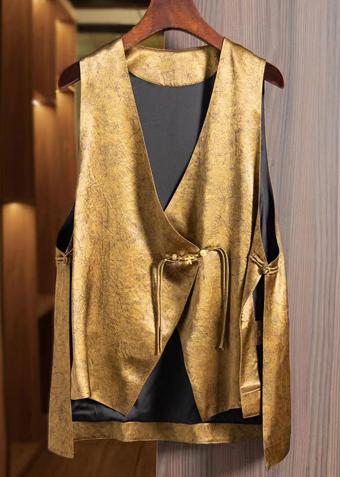 Loose Leopard Print Asymmetrical Button Silk Waistcoat Sleeveless