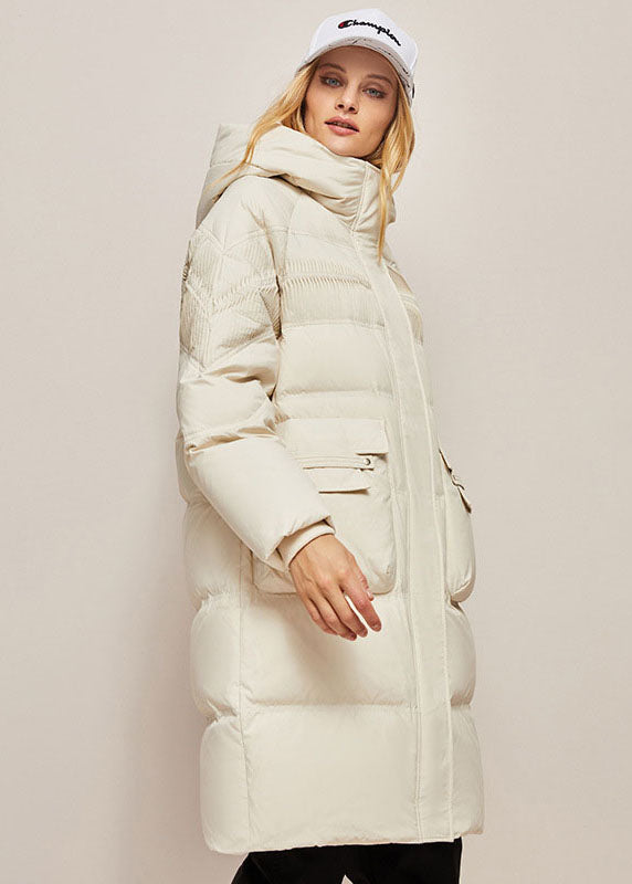 Loose Green Hooded Wrinkled Silk Cotton Blend Coat Winter