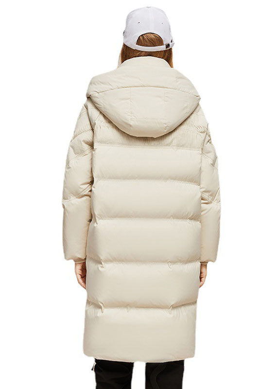 Loose Green Hooded Wrinkled Silk Cotton Blend Coat Winter