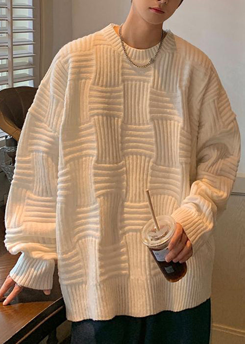 Loose Green O Neck Thick Knit Sweaters Winter