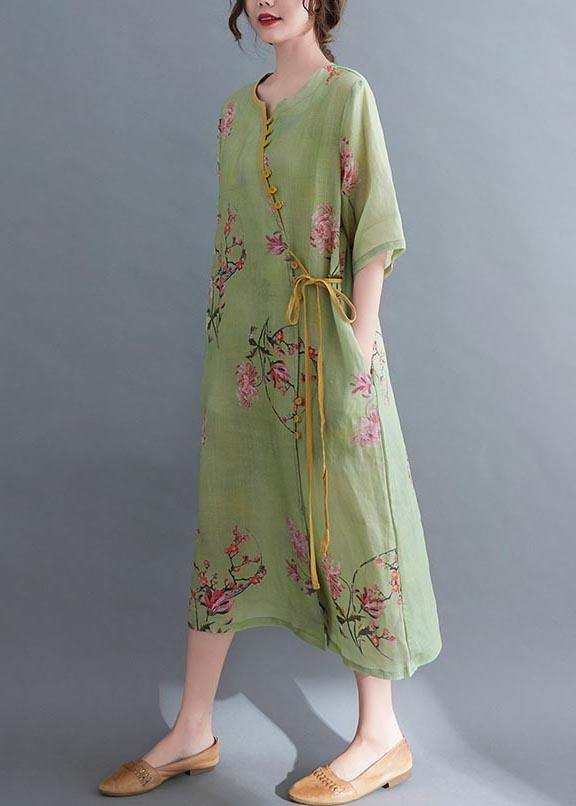 Loose Yellow Geometry Button Maxi Summer Chiffon Dress
