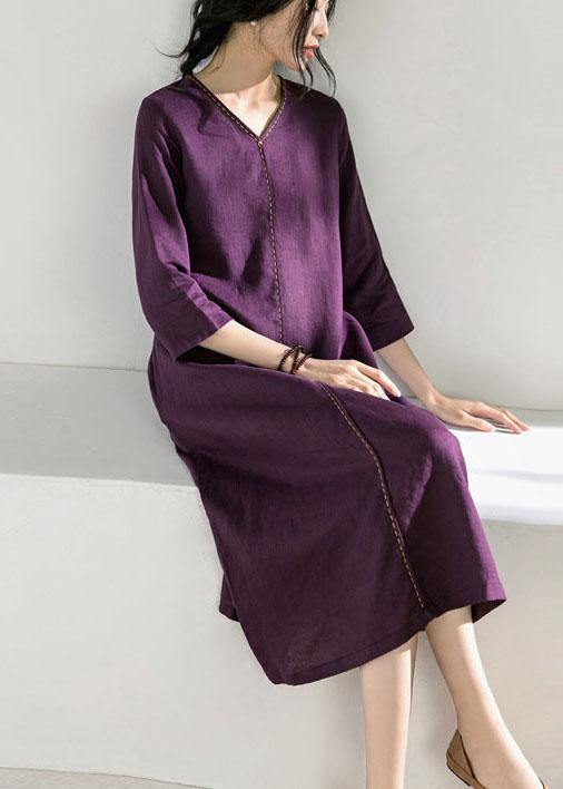 Loose Green V Necktie Waist a Line Summer Ramie Vacation Dresses