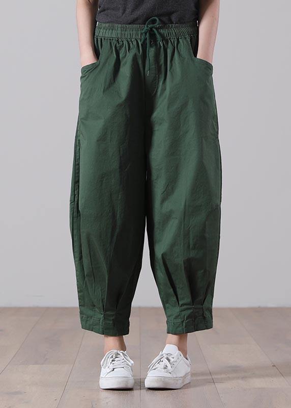Loose Blue Dots Tie Waist Pockets Harem Pants Summer Cotton