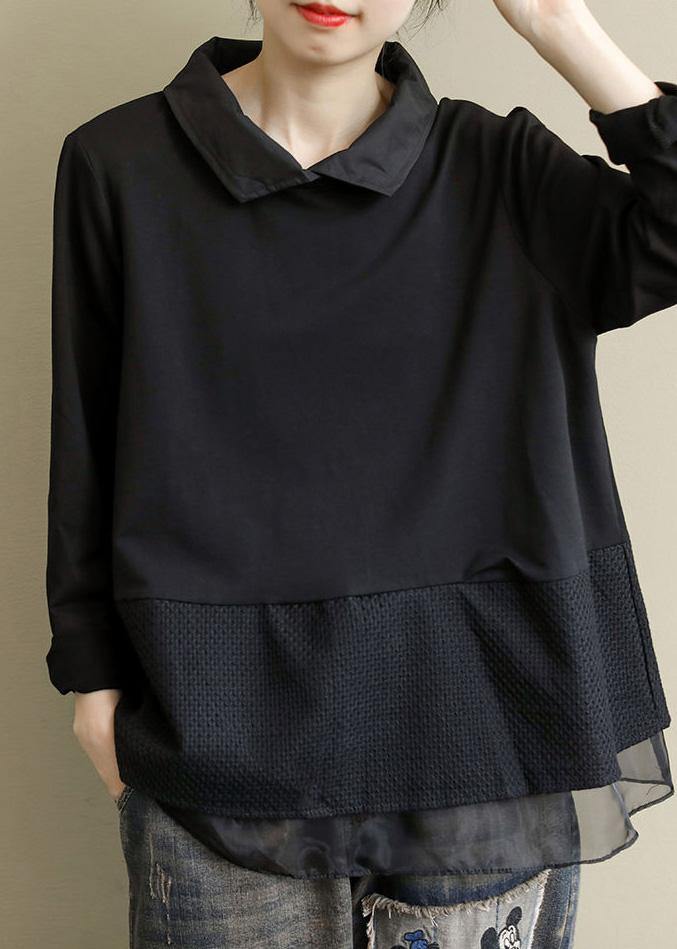 Plus Size Red Tops Lapel Patchwork Clothes Pattern