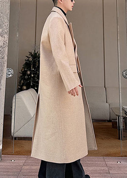 Loose Light Camel Notched False Two Pieces Woolen Coats Winter