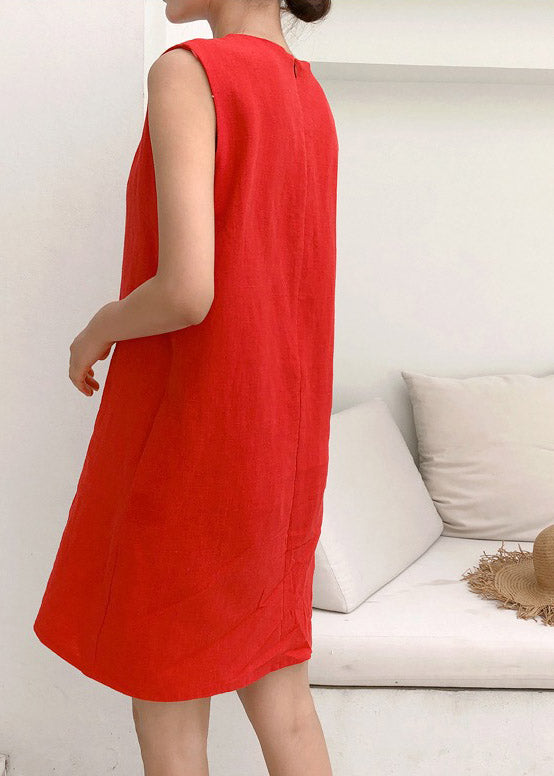 Loose Navy O-neck Long Dresses Summer