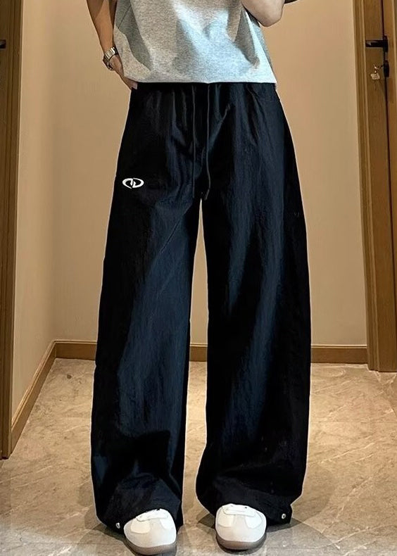 Loose Navy Elastic Waist Cotton Pants Summer