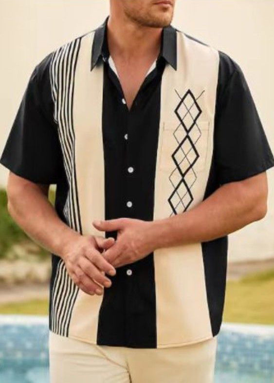 Loose Navy Striped Patchwork Cotton Shirts Summer