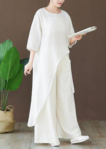 Loose O Neck Asymmetric Blouse Wardrobes White Shirts
