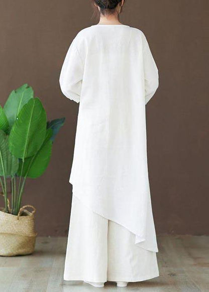 Loose O Neck Asymmetric Blouse Wardrobes White Shirts