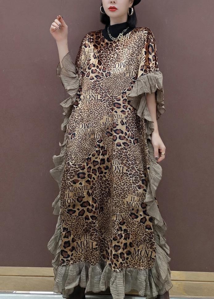 Loose O Neck Ruffles Spring Clothes Lnspiration Leopard Dress