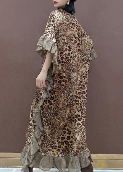 Loose O Neck Ruffles Spring Clothes Lnspiration Leopard Dress