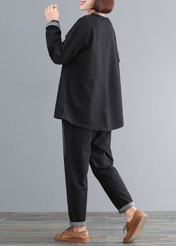 Loose O-neck Top and Pants Two Pieces Set Fall