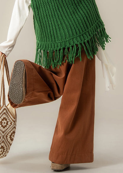 Loose Orange Drawstring Cotton Wide Leg Pants Spring