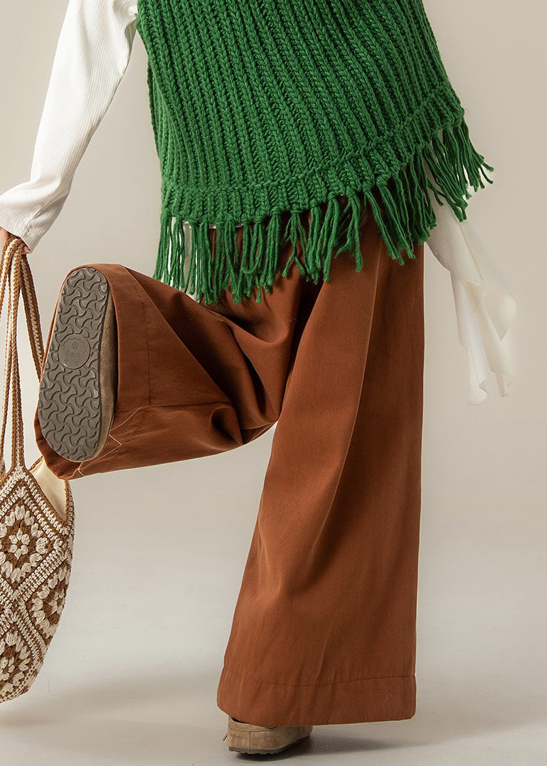Loose Orange Drawstring Cotton Wide Leg Pants Spring