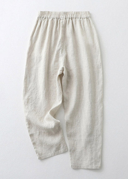 Loose Orange Embroideried Elastic Waist Cotton Harem Pants Summer