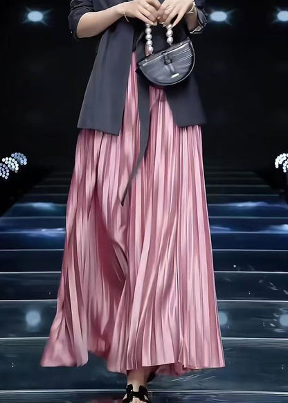 Loose Pink Wrinkled Cotton Skirts Spring