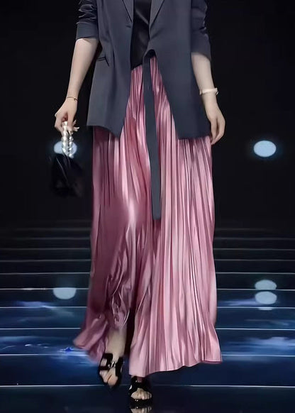 Loose Pink Wrinkled Cotton Skirts Spring