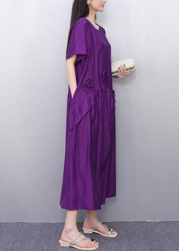 Loose Purple Patchwork Maxi Dress Summer
