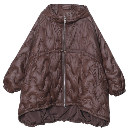 Loose Red Hooded Drawstring Duck Down Winter Down Coat