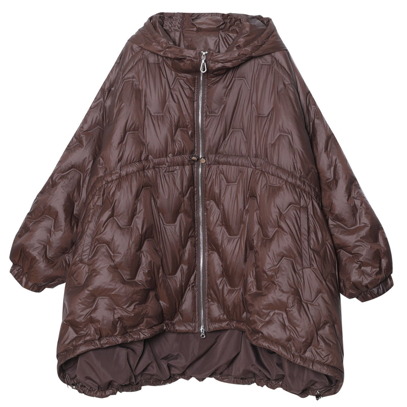 Loose Red Hooded Drawstring Duck Down Winter Down Coat