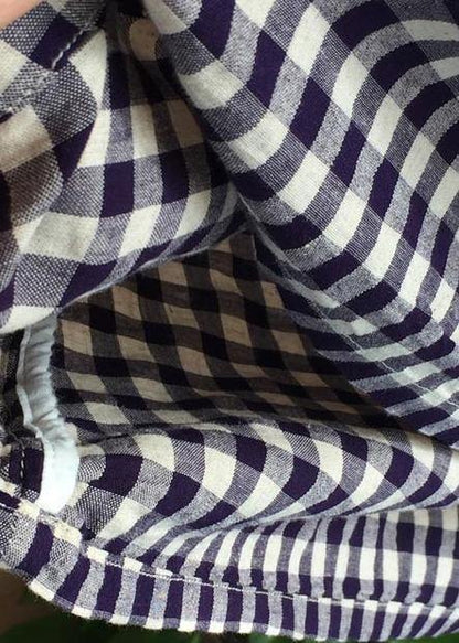 Loose Stand Collar Chinese Button Outfit Work Plaid Maxi Dresses