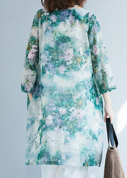 Loose V Neck Pockets Christmas Gifts Beige Print Shirts