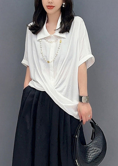 Loose White Peter Pan Collar Shirts Summer