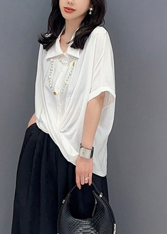 Loose White Peter Pan Collar Shirts Summer