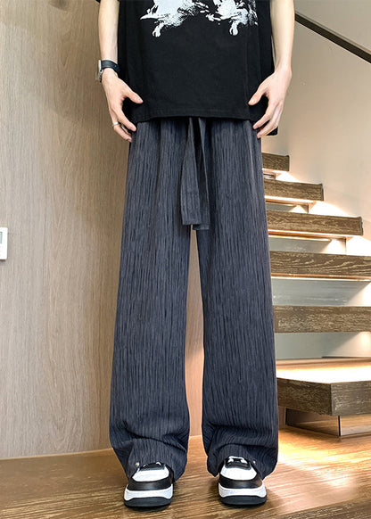 Loose White Pockets Ice Silk Wide Leg Pants Bottoms Summer