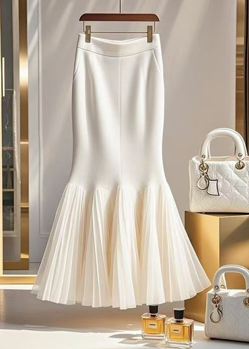 Loose White Tulle Patchwork Fishtail Skirts Spring