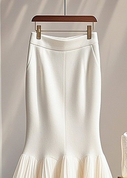 Loose White Tulle Patchwork Fishtail Skirts Spring