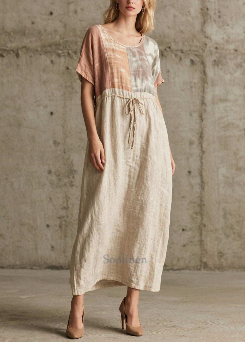 Loose White Tunic Patchwork Cotton Dresses Summer