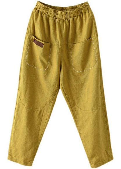 Loose Yellow Loose Summer Pockets Pants