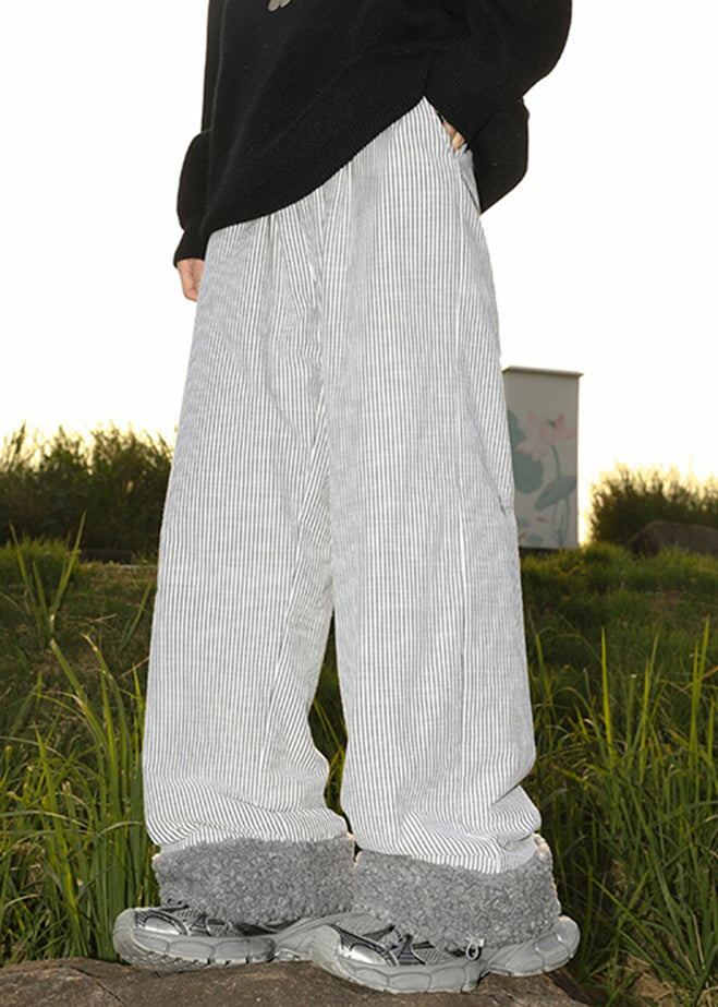 Loose Yellow Pockets Drawstring Warm Fleece Pants Winter