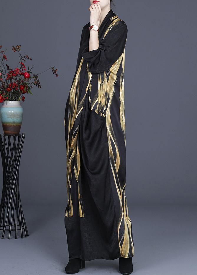 Luxy Black Cross Neck Draping Dress Gown Asymmetric Long Dress