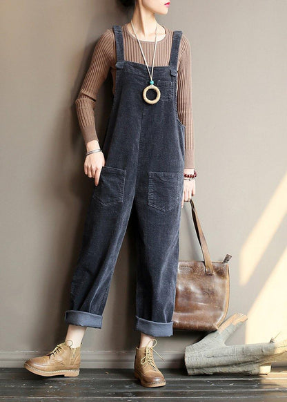Loose Gray Corduroy Pants Overalls College Style Forest Jumpsuit