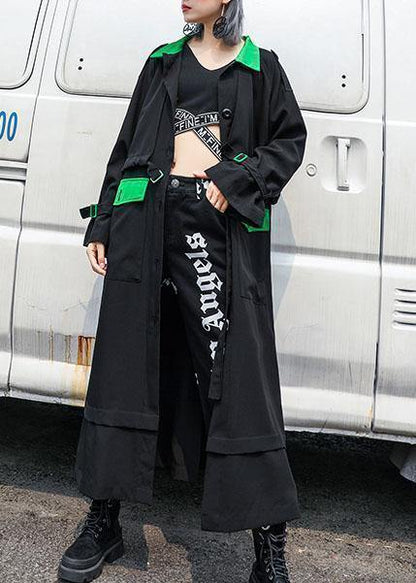Loose Black Batchwrok Coats Tutorials Drawstring Fall Coat