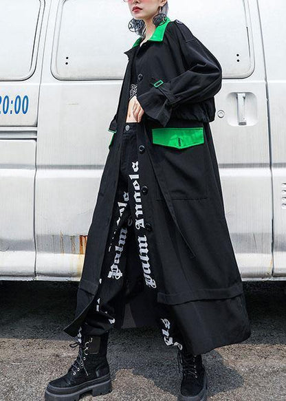 Loose Black Batchwrok Coats Tutorials Drawstring Fall Coat