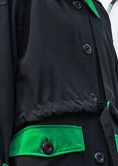 Loose Black Batchwrok Coats Tutorials Drawstring Fall Coat