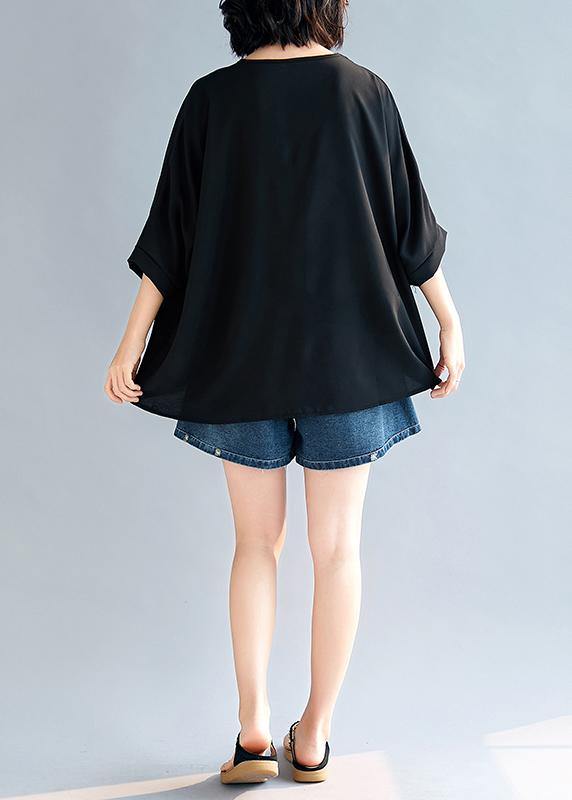 Loose Black Chiffon Tops Life O Neck Batwing Sleeve Loose Summer Tops