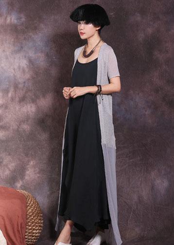 Loose Black Linen Wardrobes Big Hem Summer Dresses
