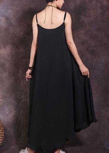 Loose Black Linen Wardrobes Big Hem Summer Dresses
